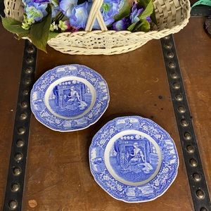 Vintage Crown Ducal Colonial Times Blue /White Transfer ware 6" Dessert Plate 2